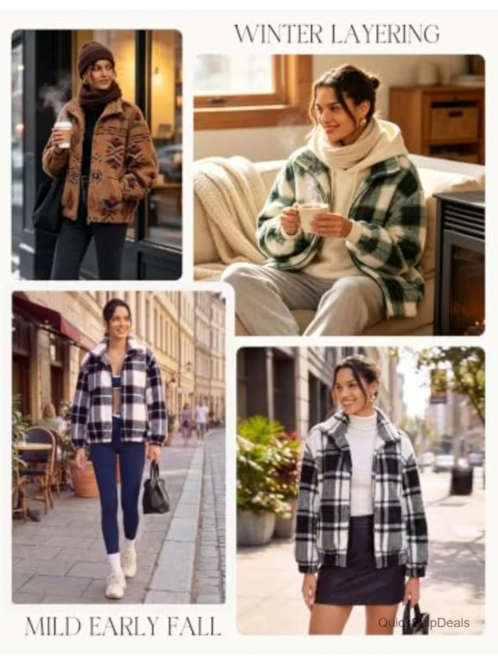 Sherpa Fleece Full Zip Jacket with Pockets Oversized